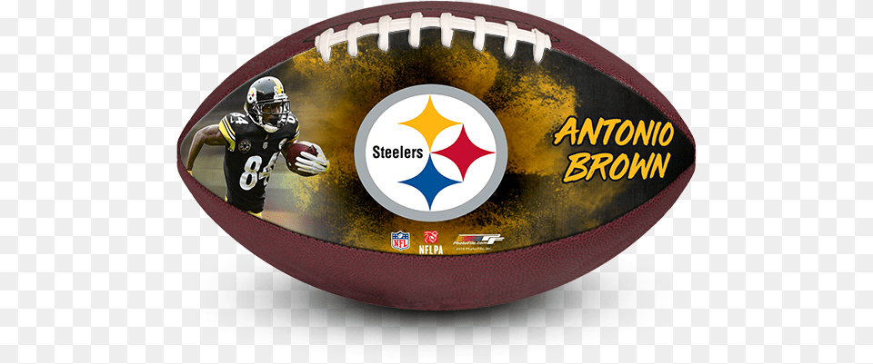Antonio Brown, Helmet, Person, Ball, Rugby Free Png Download