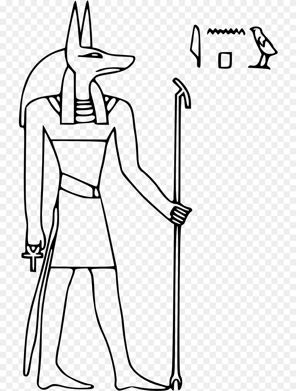Anubis Clipart Hieroglyphics Anubis Outline, Gray Free Transparent Png