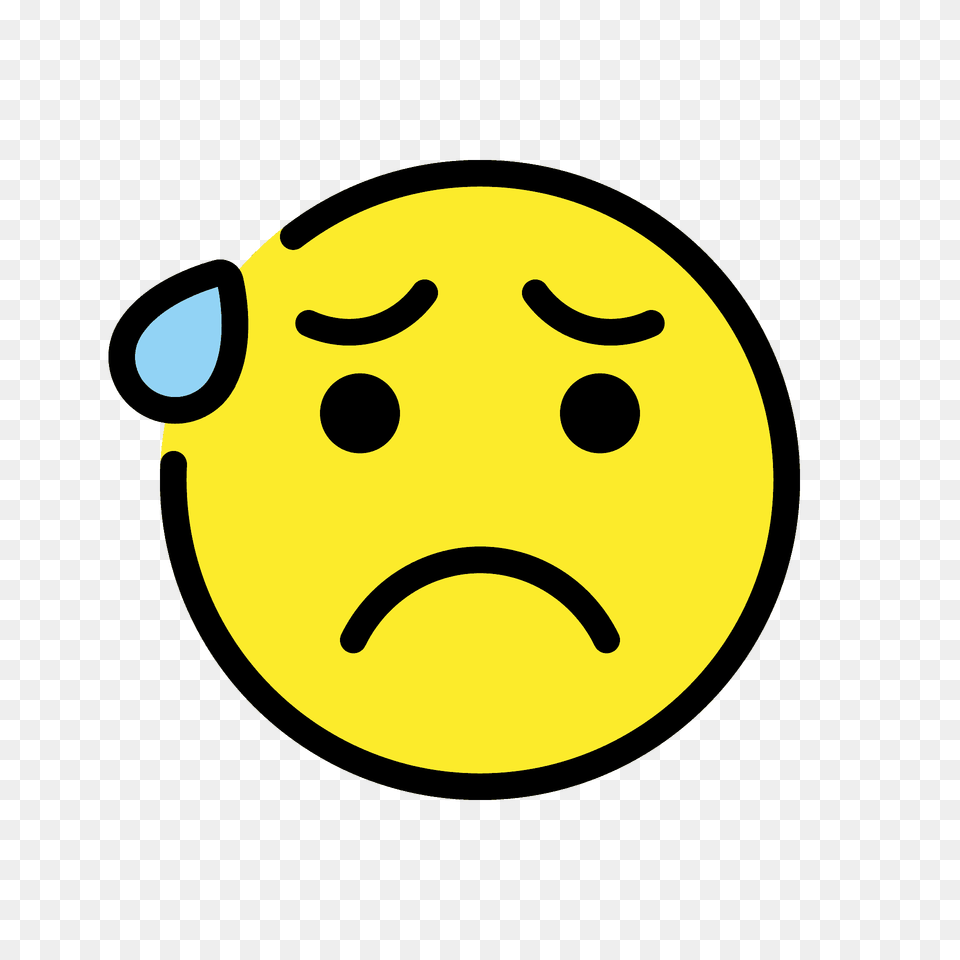 Anxious Face With Sweat Emoji Clipart, Head, Person, Baby, Animal Png Image