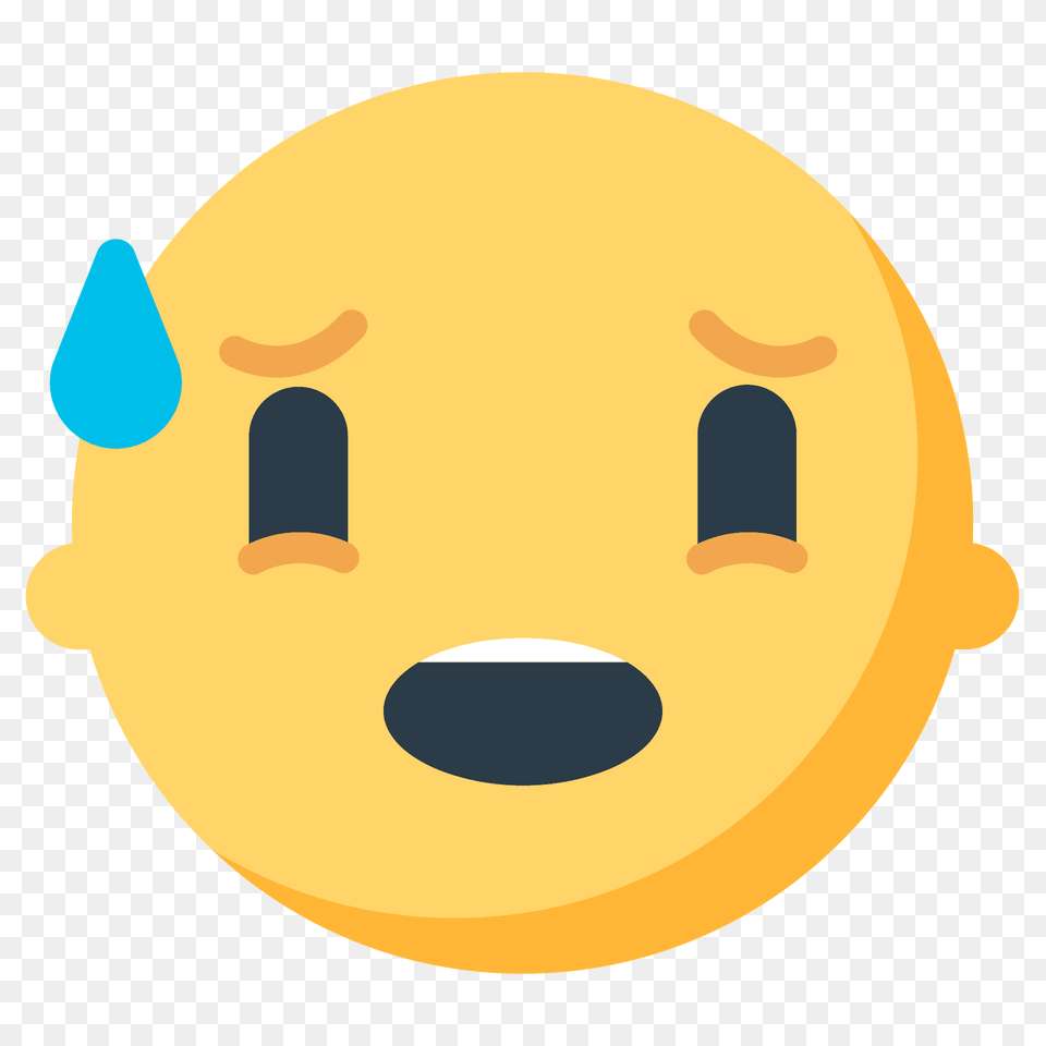 Anxious Face With Sweat Emoji Clipart, Clothing, Hardhat, Helmet Free Png Download