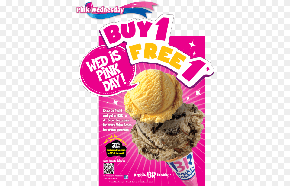 Any Baskin Robbins Outlet In Singapore Baskin Robbins Pink Day, Advertisement, Cream, Dessert, Food Free Png Download
