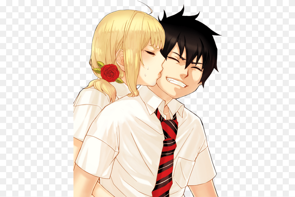 Ao No Exorcist Ao No Exorcist Wallpaper And Blue Exorcist Shiemi And Rin Kiss, Book, Comics, Publication, Accessories Png