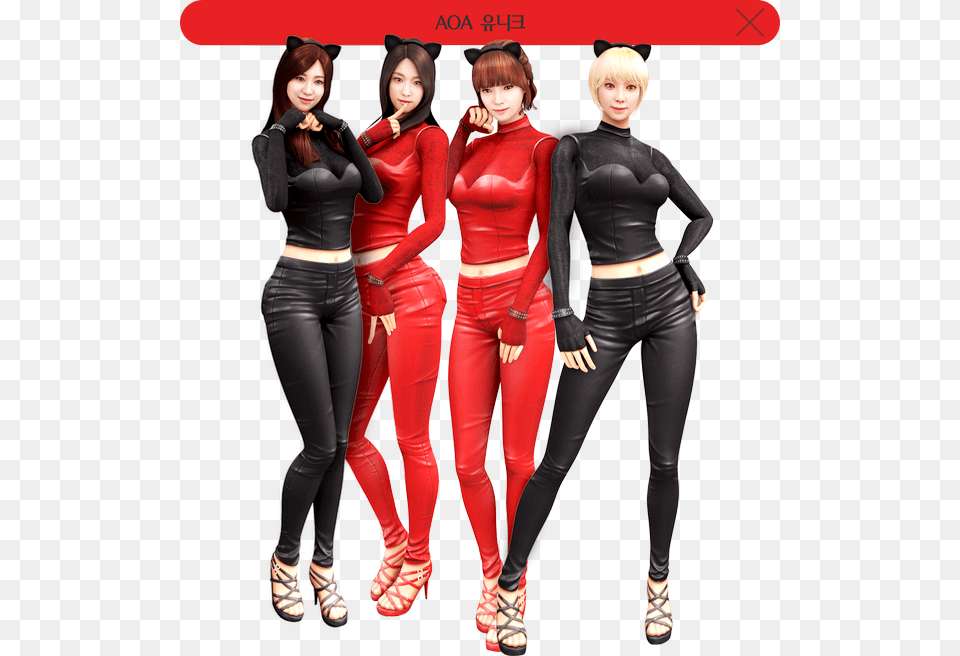 Aoa Like A Cat Red Aoa Like A Cat Outfit, Adult, Shoe, Person, Woman Png