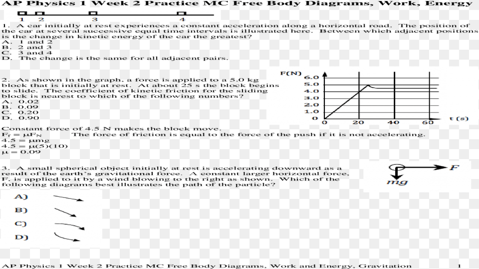 Ap Physics 1 Week 2 Practice Mc Body Diagrams Document, Chart, Plot, Text, Number Png