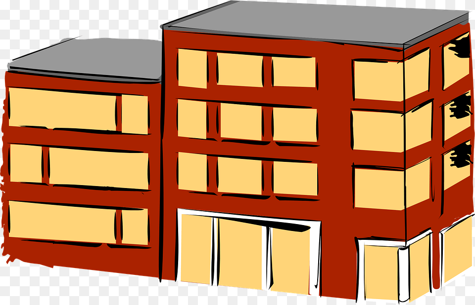 Apartment Complex Clipart Flat, Architecture, Housing, Furniture, Drawer Free Png Download