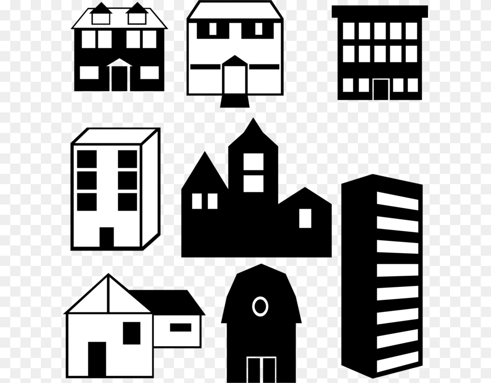 Apartment Silhouette Building House Real Estate, Scoreboard, Stencil Free Transparent Png