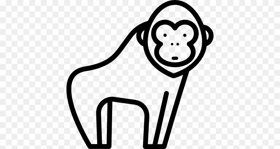 Ape Icon, Stencil, Animal, Mammal, Monkey Free Png Download