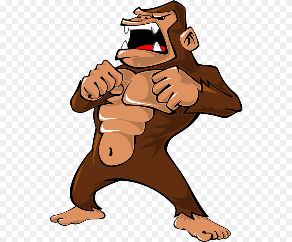 Ape Illustration Grumpy Transprent Gorilla Clipart Gorilla Angry Monkey Cartoon, Person, Body Part, Finger, Hand Free Transparent Png