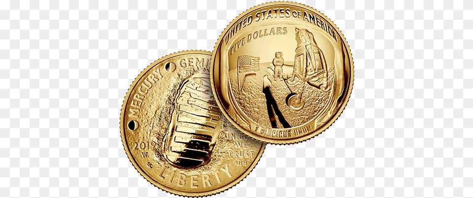 Apollo 11 50th Anniversary Coin, Gold, Accessories, Jewelry, Locket Png