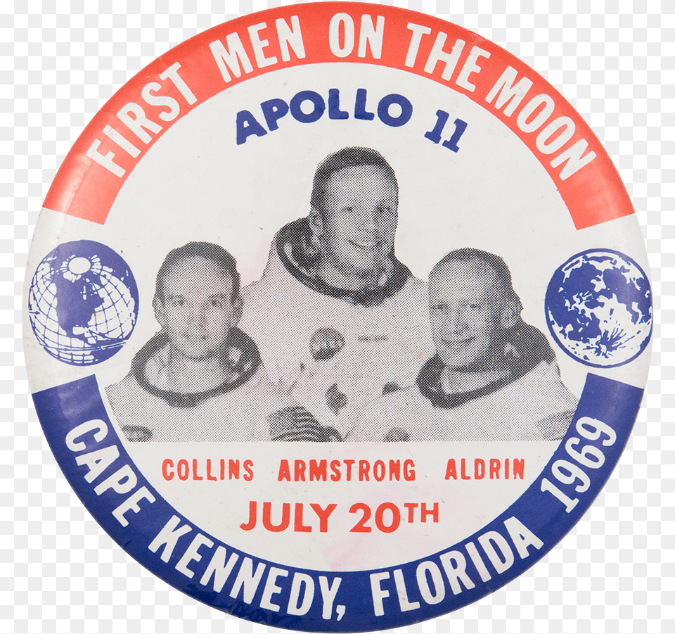 Apollo 11 First Men On The Moon Event Button Museum, Symbol, Logo, Badge, Baby Free Png Download