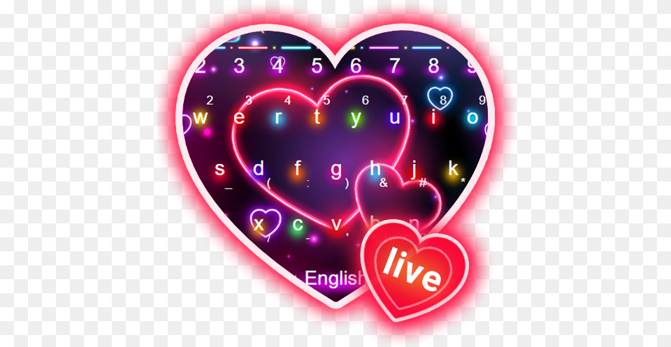App Insights 3d Colourful Neon Heart Keyboard Theme Apptopia Heart, Light, Disk Free Png Download