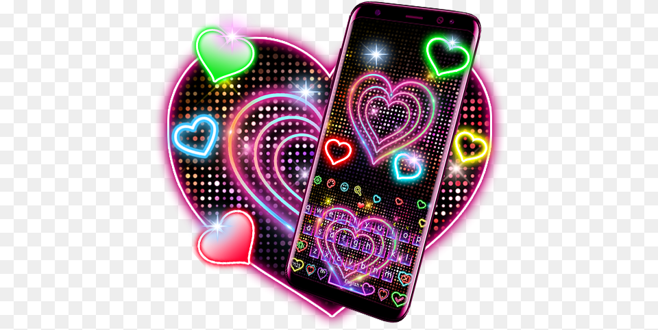 App Insights Neon Heart Keyboard Apptopia Heart, Light, Disk, Electronics Free Png Download