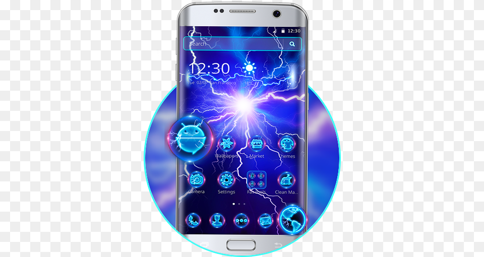 App Insights Neon Lightning Blue Laser Theme Apptopia Samsung Galaxy, Electronics, Mobile Phone, Phone, Disk Png Image