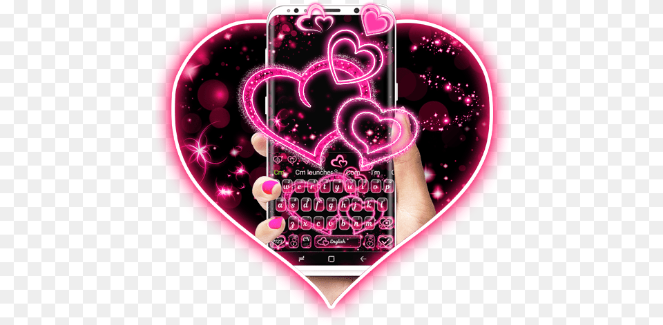 App Insights Sparkling Neon Heart Keyboard Apptopia Heart, Light, Electronics, Baby, Person Png Image