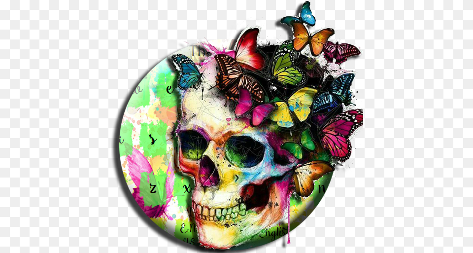 App Insights Watercolour Butterfly Skull Keyboard Theme Butterfly Skull, Art, Collage, Photography, Graphics Png Image