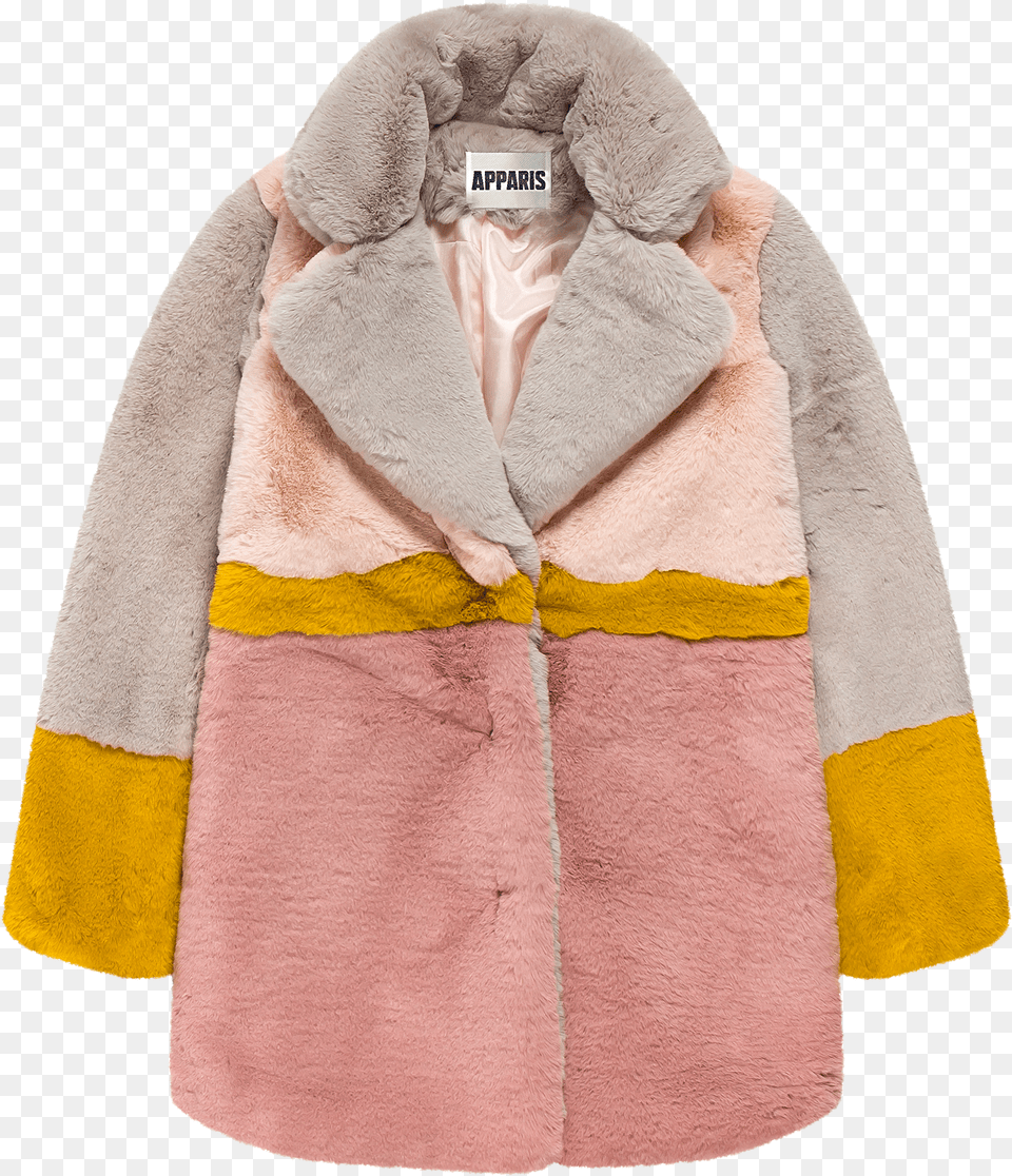 Apparis Lisa Color Blocked Faux Fur Coat Free Png
