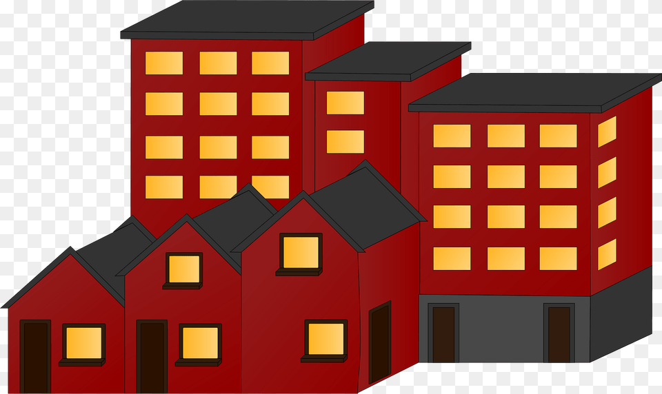 Appartment Buildings And Town Houses Clipart, Neighborhood, Architecture, Building, City Png