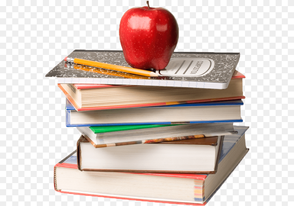 Apple And Books Background, Book, Food, Fruit, Plant Png Image