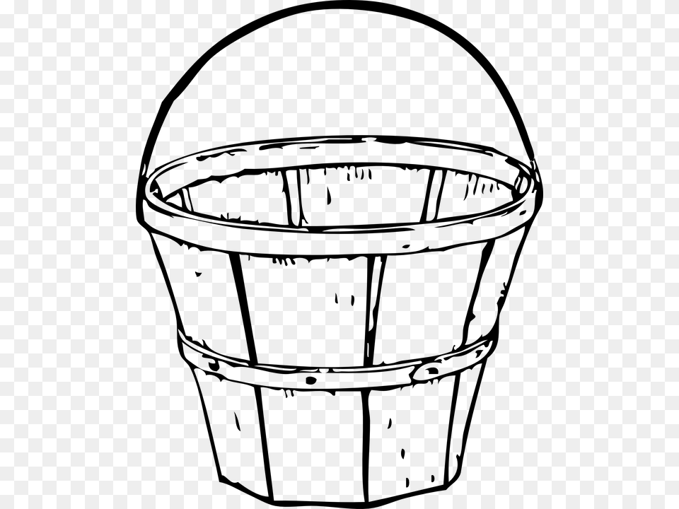 Apple Basket Clipart Outline, Gray Free Png Download