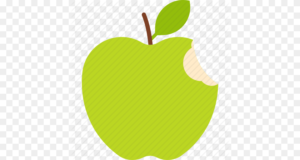 Apple Bitten Food Fruit Green Leaf Icon, Plant, Produce Png Image