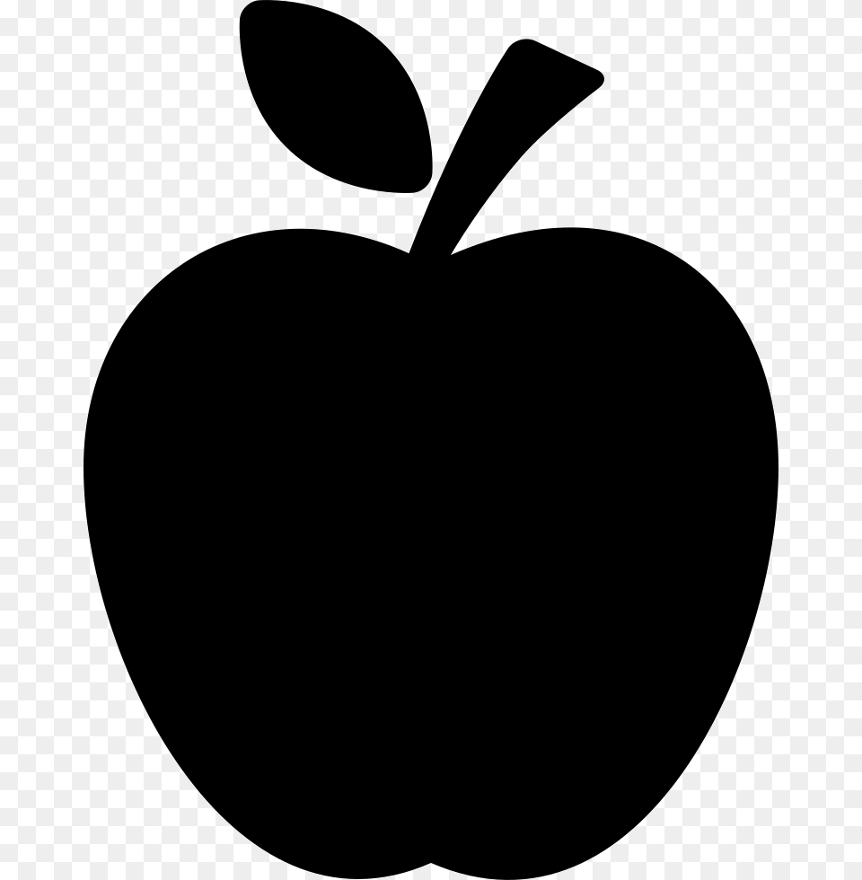 Apple Black Silhouette With A Leaf Comments Apples File Silhouette, Food, Fruit, Plant, Produce Png