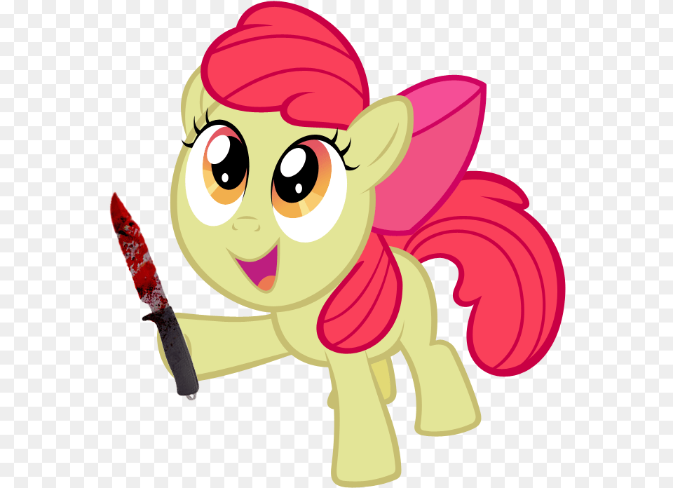 Apple Bloom Blood Bloody Knife Semi Grimdark Animated Bloody Knife Transparent, Baby, Person, Weapon, Face Png Image