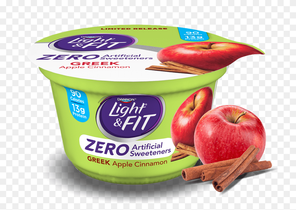 Apple Cinnamon With Zero Artificial Sweeteners Light, Dessert, Food, Yogurt, Fruit Png