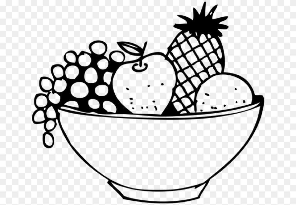 Apple Clipart Black And White Simple Drawings Of Fruit Basket, Gray Png