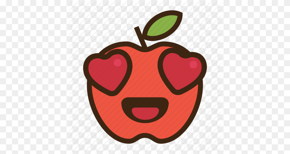 Apple Emoji Expression Fruit Heart Love Red Icon, Food, Plant, Produce, Berry Free Png