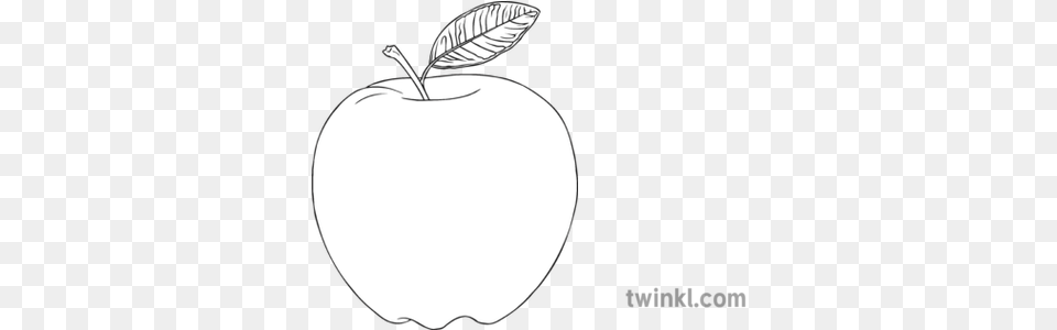 Apple Fruit Black And White Illustration Twinkl Fresh, Plant, Produce, Food, Moon Free Transparent Png