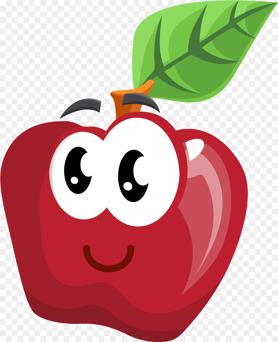 Apple Fruit Cartoon Fresh, Food, Produce, Bell Pepper, Pepper Free Png