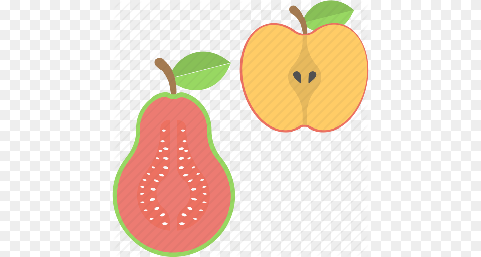 Apple Fruits Guava Half Of Apple Half Of Guava Icon, Food, Fruit, Plant, Produce Free Transparent Png