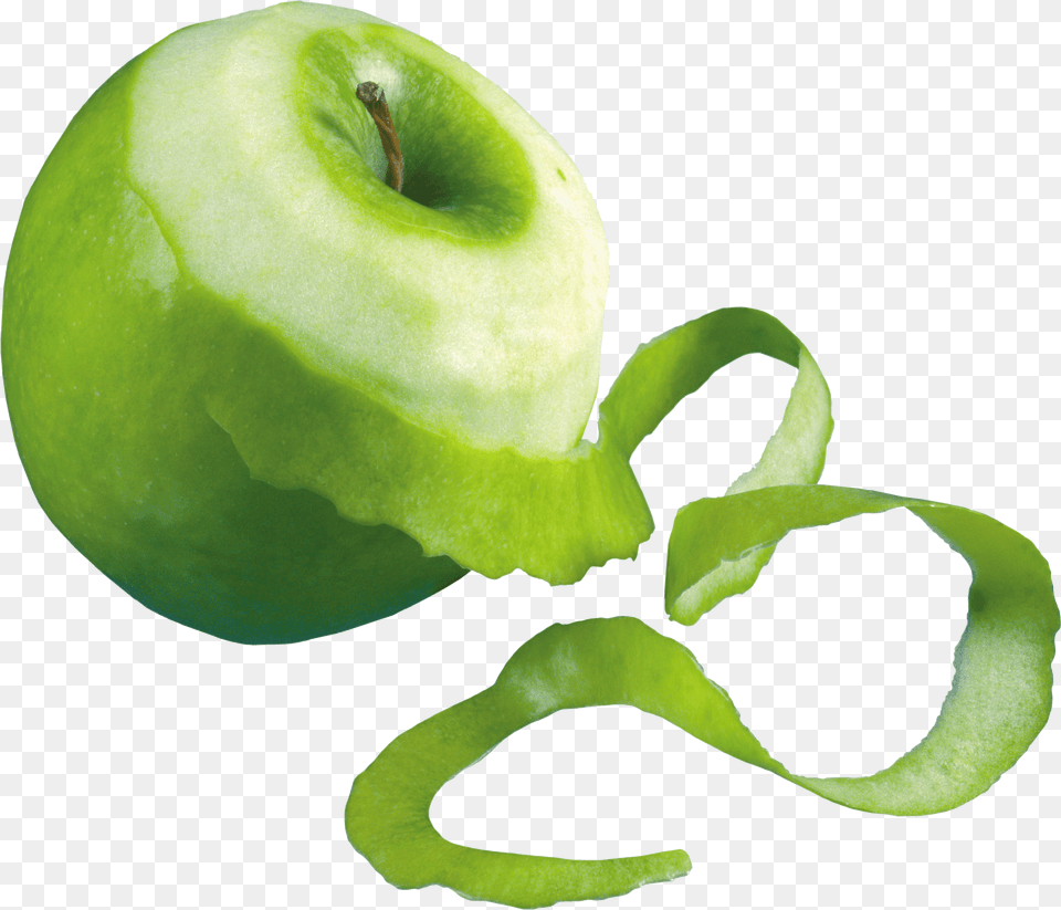 Apple Green Peeled Transparent Stickpng Peeled Green Apple, Peel, Food, Fruit, Plant Png