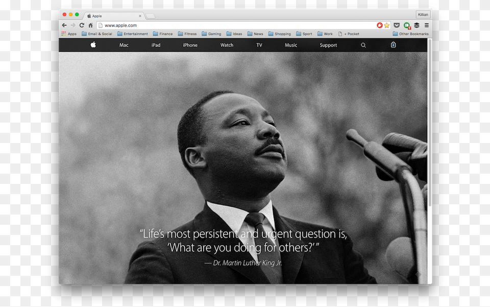 Apple Homepage On Mlk Day Martin Luther King, Hand, Adult, Body Part, Person Png