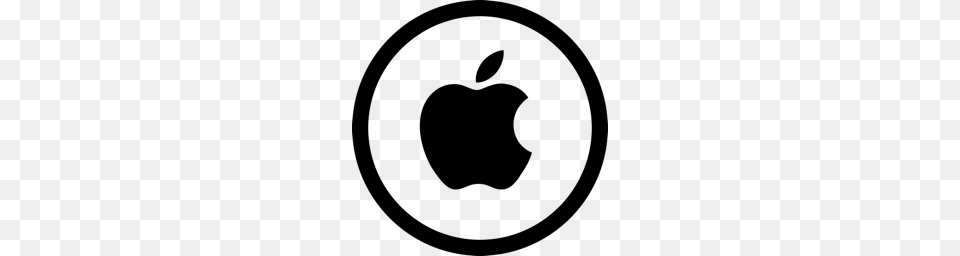Apple Icon Outline, Gray Png