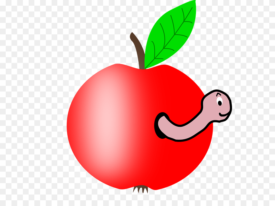 Apple In A Worm, Food, Fruit, Plant, Produce Png Image