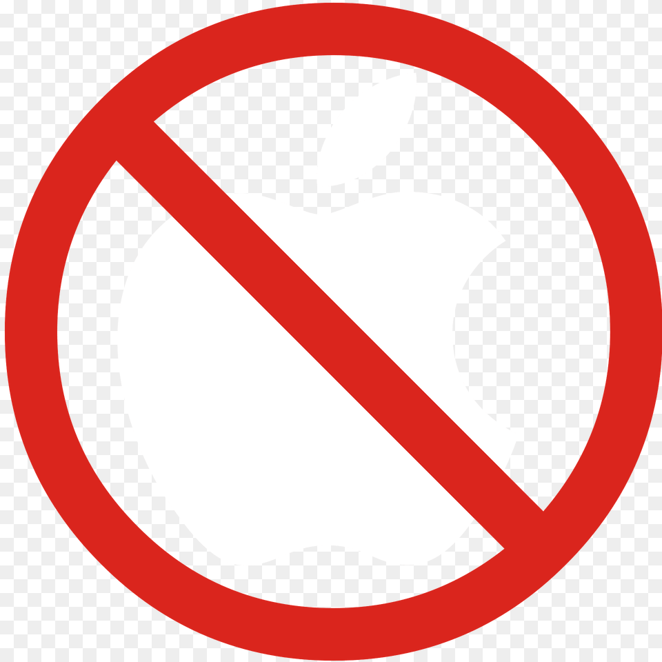 Apple Inc Prohibited White Clipart, Sign, Symbol, Leaf, Plant Png Image