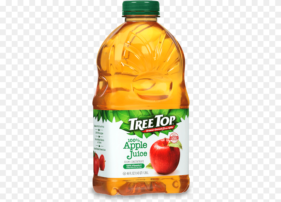 Apple Juice Bottle 46 Fl Oz Tree Top Juice Apple 46 Oz, Beverage, Food, Fruit, Ketchup Free Transparent Png