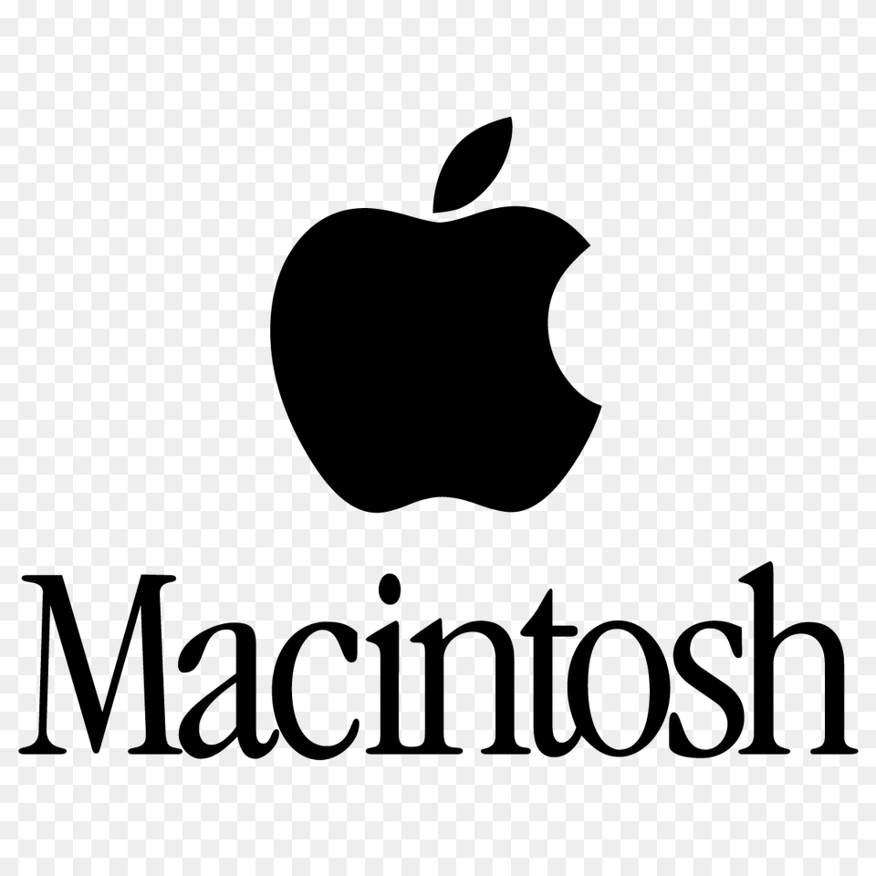 Apple Macintosh Black Silhouette Logo Vector Vector, Gray Free Png Download