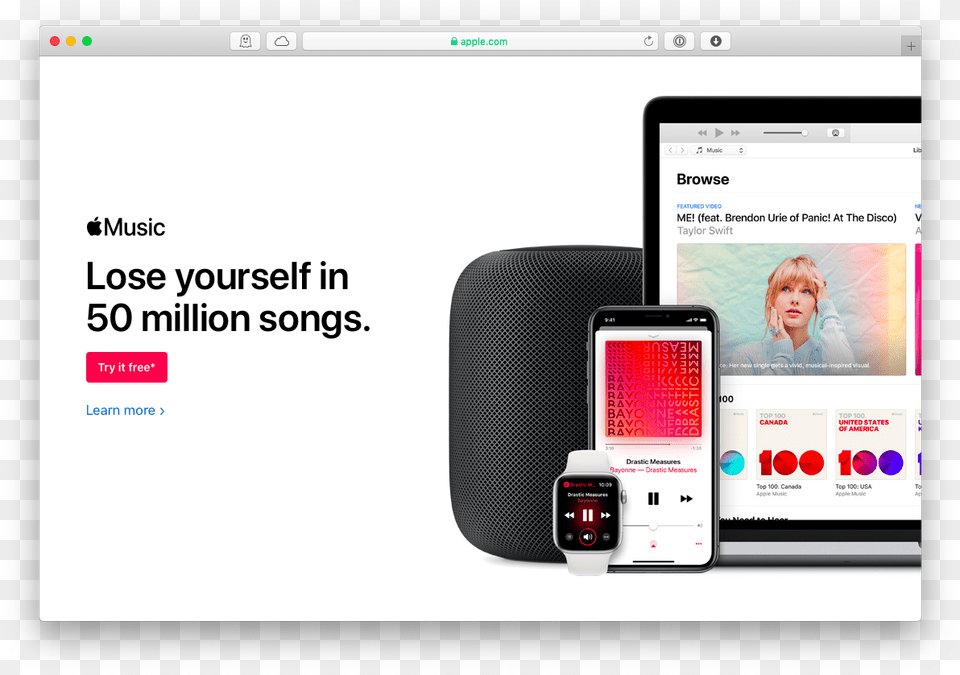 Apple Music Streaming App Apple, Cushion, Home Decor, Person, Phone Free Png Download