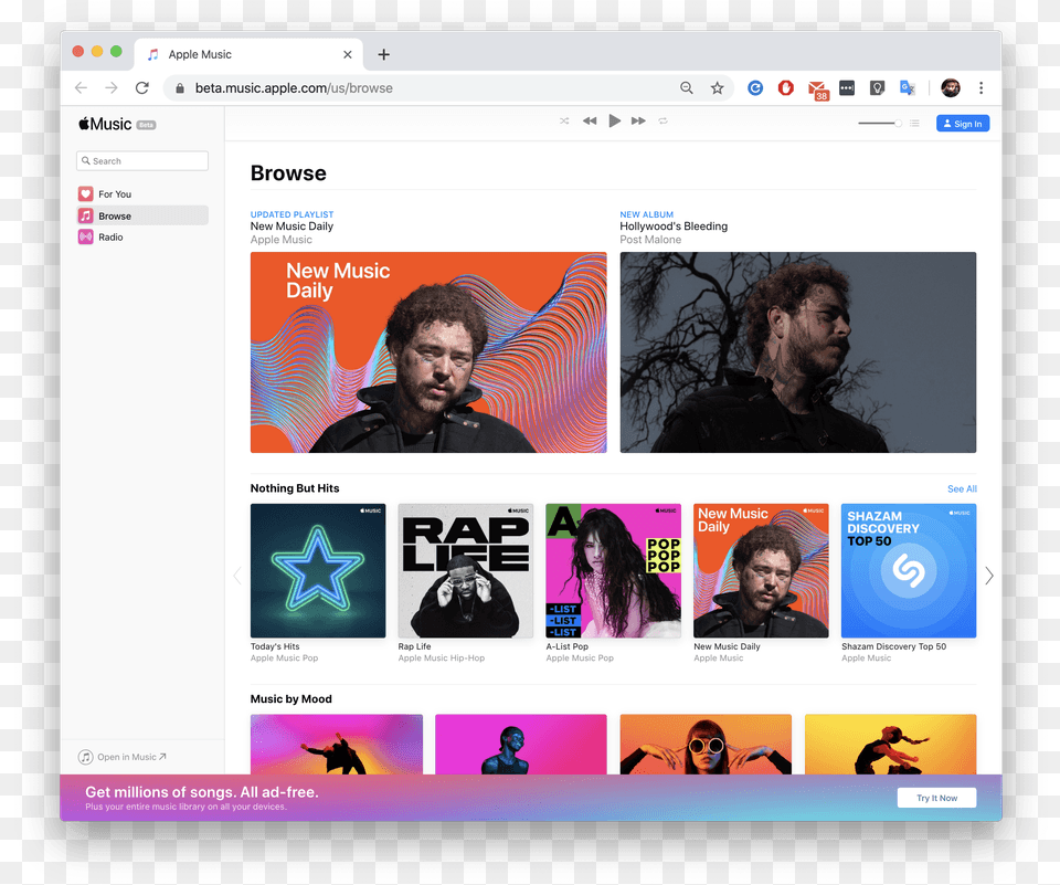 Apple Music Web Player Apple Music Desktop, Webpage, File, Adult, Person Free Png Download
