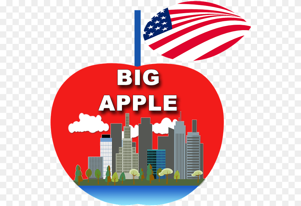 Apple New York Ny City Skyline Clip Art, American Flag, Flag, Metropolis, Urban Free Png Download