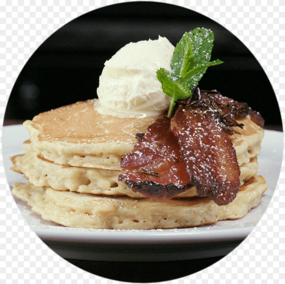 Apple Oats Diner Pancakes With Maple Bacon Pannekoek, Bread, Food, Plate, Pancake Png