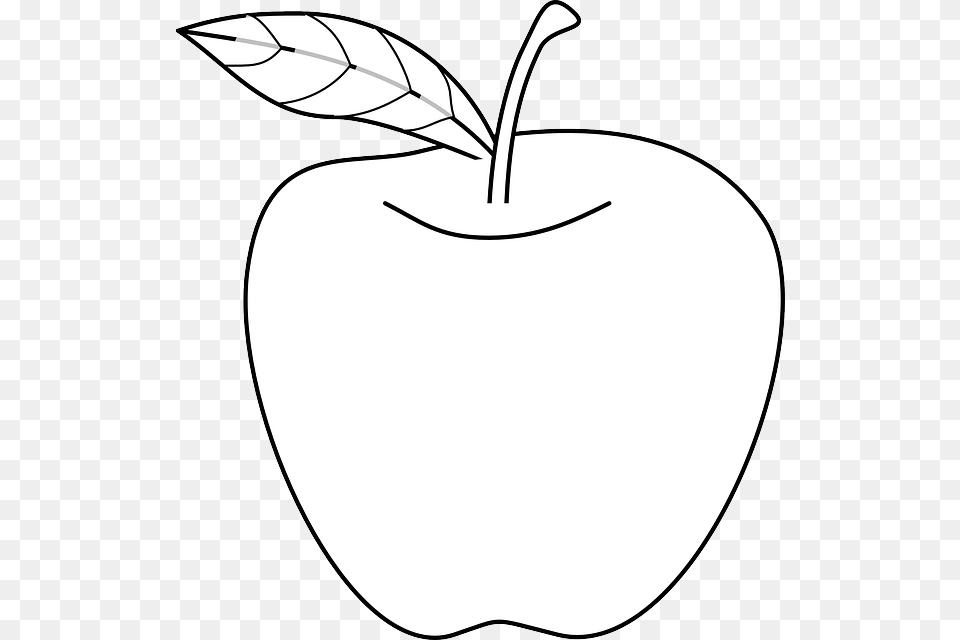 Apple Outline, Food, Fruit, Plant, Produce Free Png Download