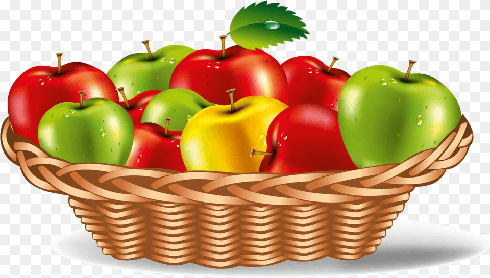 Apple Plate Vector Art Fruits In A Basket Cartoon, Food, Fruit, Plant, Produce Free Png Download