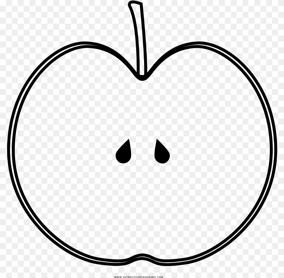 Apple Slice Coloring, Gray Png
