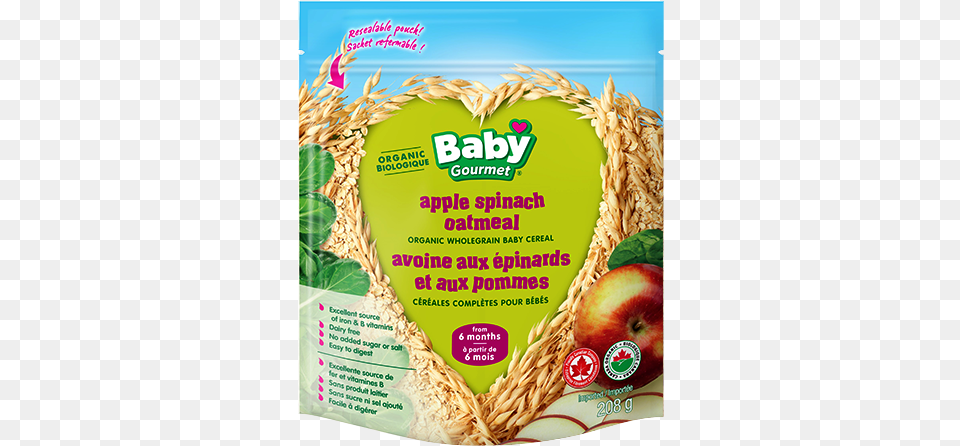 Apple Spinach Oatmeal Baby Gourmet Organic Apple Spinach Oatmeal, Advertisement, Poster, Food, Fruit Free Transparent Png