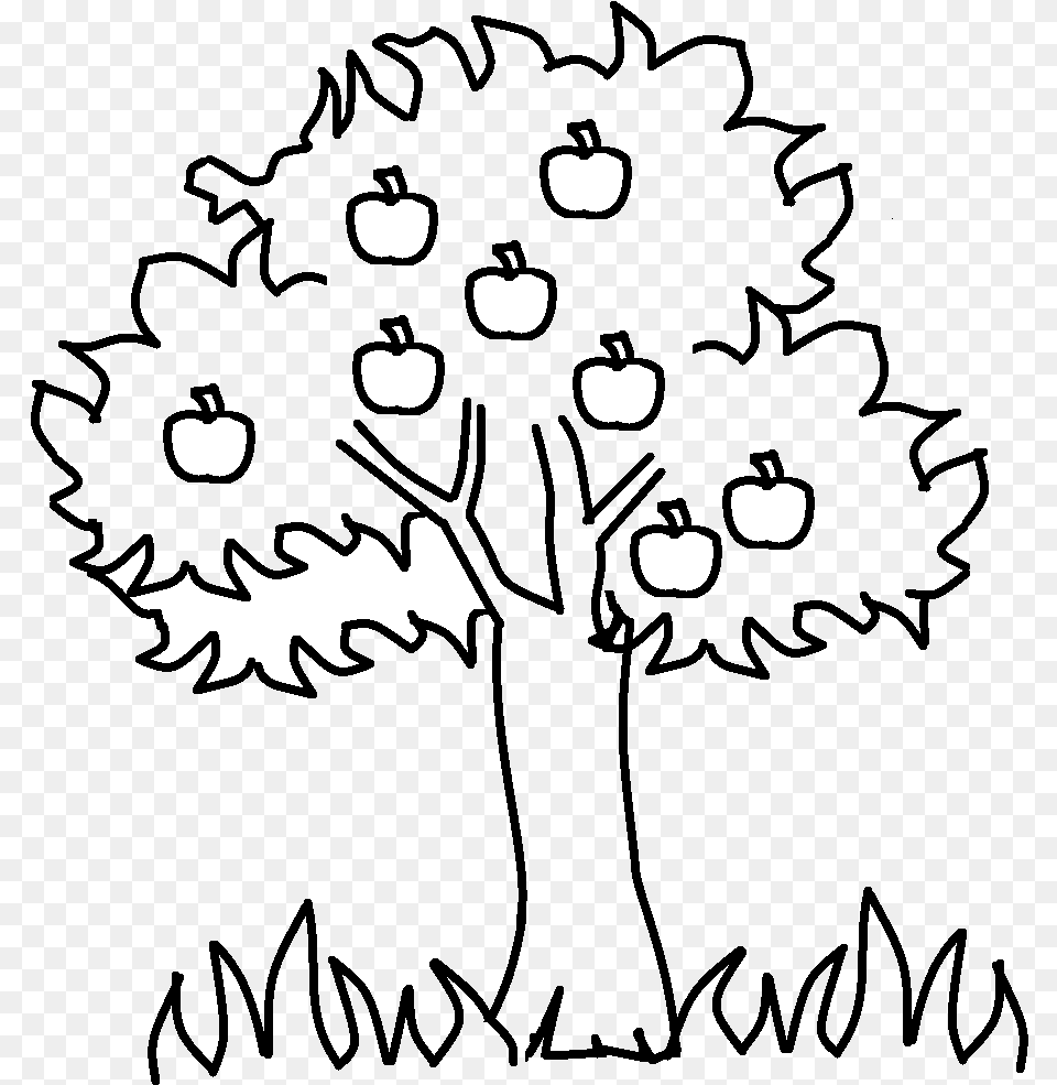 Apple Tree Black And White Family Clip Art Printable Summer Tree For Coloring, Leaf, Plant, Stencil, Silhouette Free Png