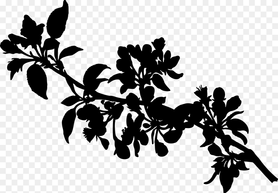 Apple Tree Branch Clip Art Branch Tree Leaves Silhouette, Gray Free Transparent Png