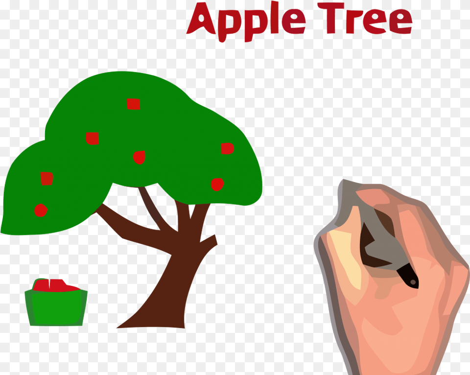 Apple Tree Draw Pencil Clipart Apple Tree Clip Art, Green, Adult, Person, Man Free Png Download